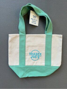 BNWT Trader Joe's mini tote, pastel GREEN